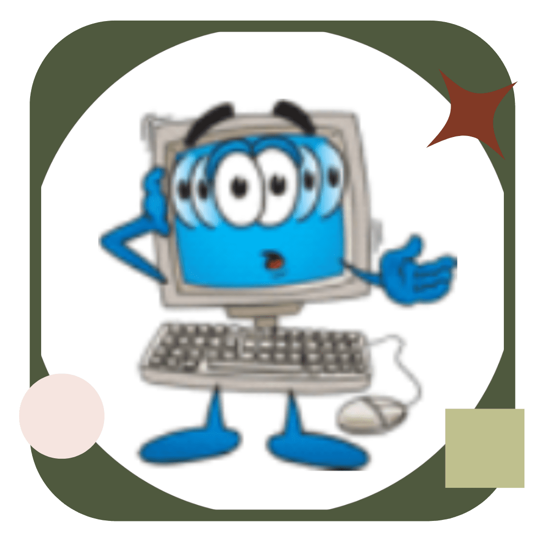 A computer character with a mouse and keyboard.